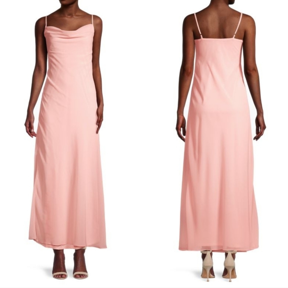 Tash + Sophie Cowl Neck Maxi Slip Dress Blush Size Large